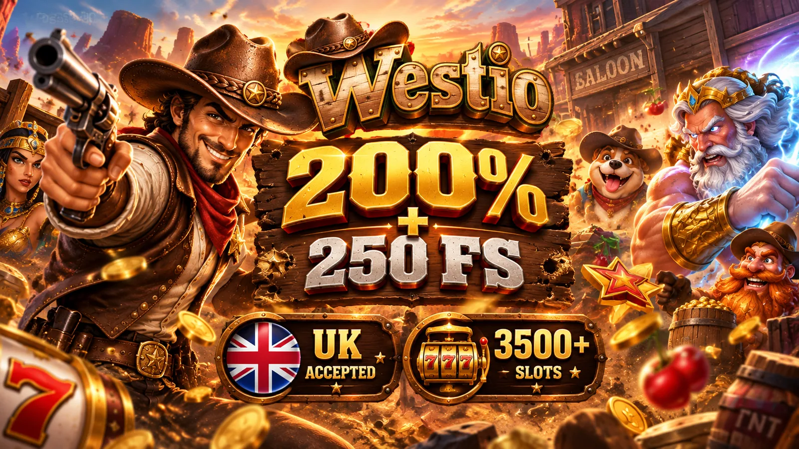 Westio Casino welcome bonus: 200% + 250 free spins for UK players